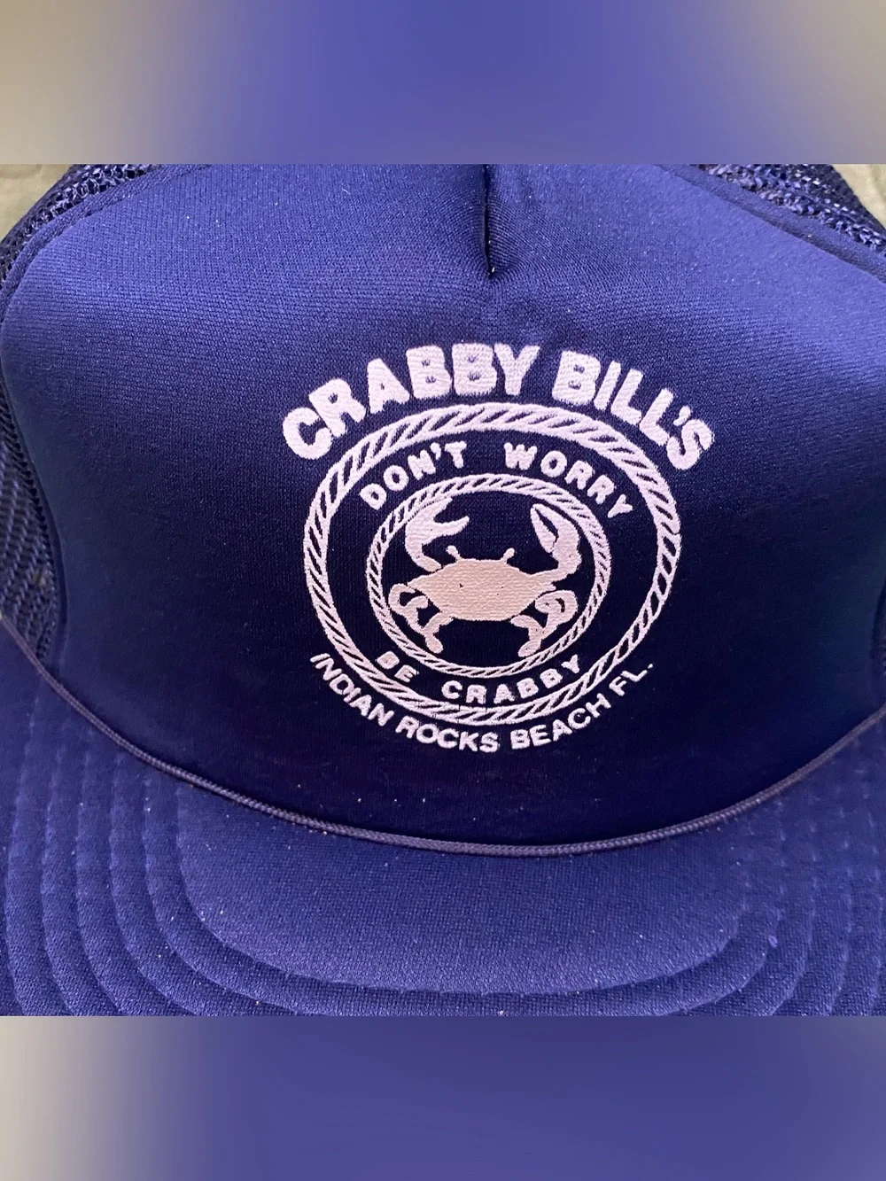 Crabby Bill's Don't Worry Be Crabby Indian Rocks Beach FL, SnapBack Trucker Hat